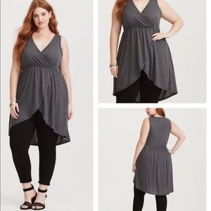 TORRID DARK GREY SURPLICE KNIT TUNIC